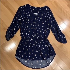 NWOT Urban Kids Navy button up tunic blouse/shirt - size L(14/16)